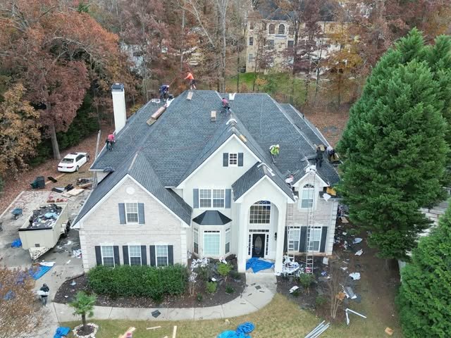 Roof replacement in progress on an Atlanta-area home