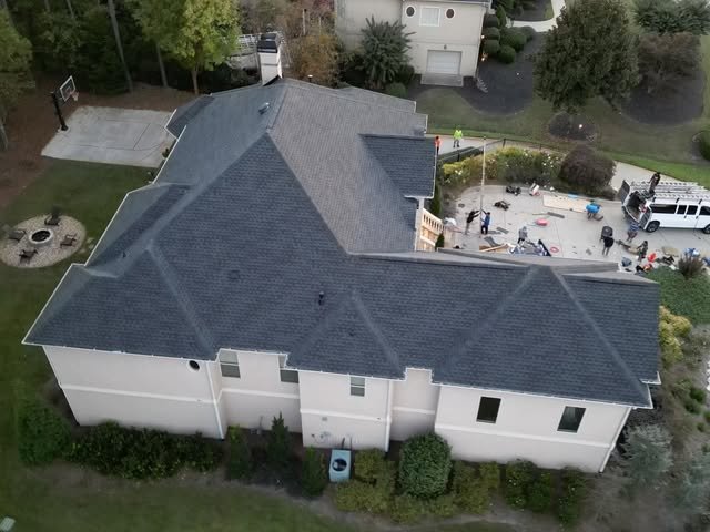 Completed roof replacement on a large Metro Atlanta home